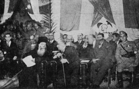 Ο Αρχιεπίσκοπος Χρύσανθος μετά του Πρωθυπουργού Ιωάννου Μεταξά, Δεκέμβριος 1939.